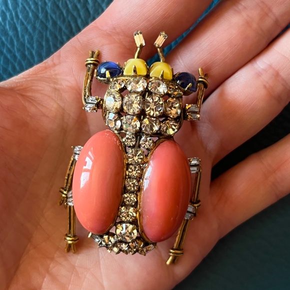 Vintage IRADJ MOINI Large Beetle Insect Bug Brooch Pin Costume Jewelry - Picture 10 of 11